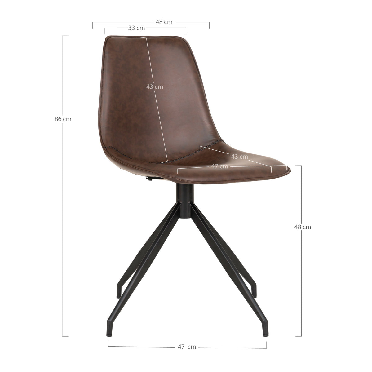 Dark brown dining chair PU leather Monaco with swivel function - set of 2