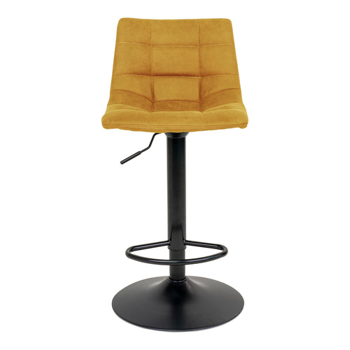 Middelfart Barkruk - Barkruk, fluweel, mosterdgeel, zwarte poten HN1004 (set van 2) - Noël Home