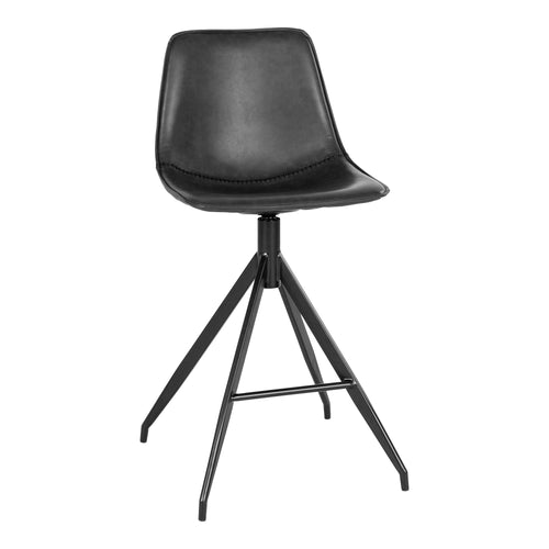 Monaco Counterstoel - PU-leer, zwart, zwarte poten HN1228 (set van 2) - Noël Home