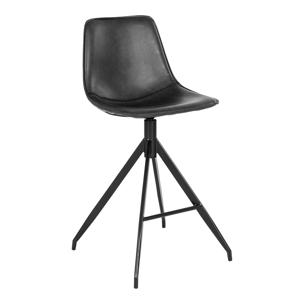 Monaco Counterstoel - PU-leer, zwart, zwarte poten HN1228 (set van 2)