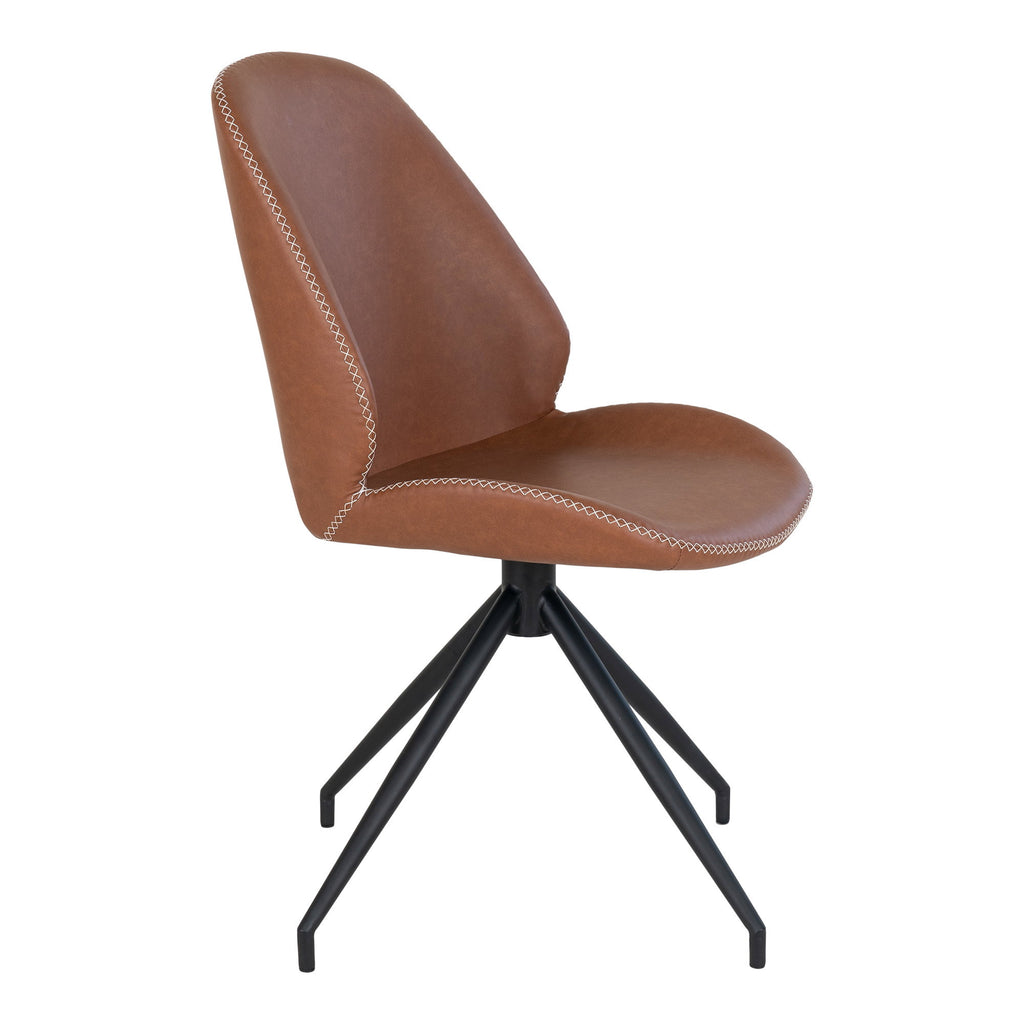 Monte Carlo Eetkamerstoel met Draaifunctie - PU-leer, vintage bruin, zwarte poten (set van 2)