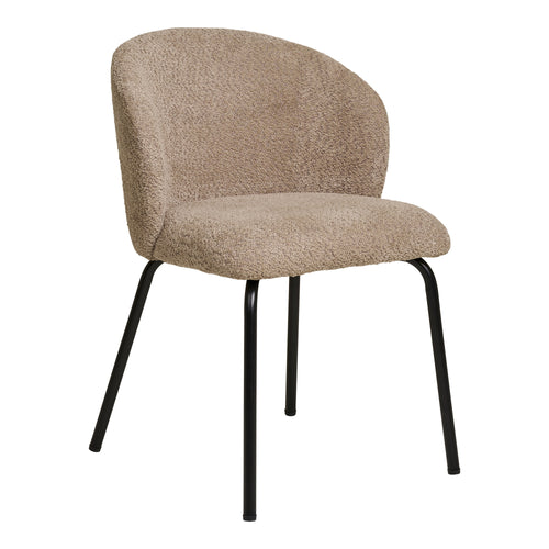 Safira Eetkamerstoel - Bouclé, beige, zwarte poten HN1266 (set van 2) - Noël Home