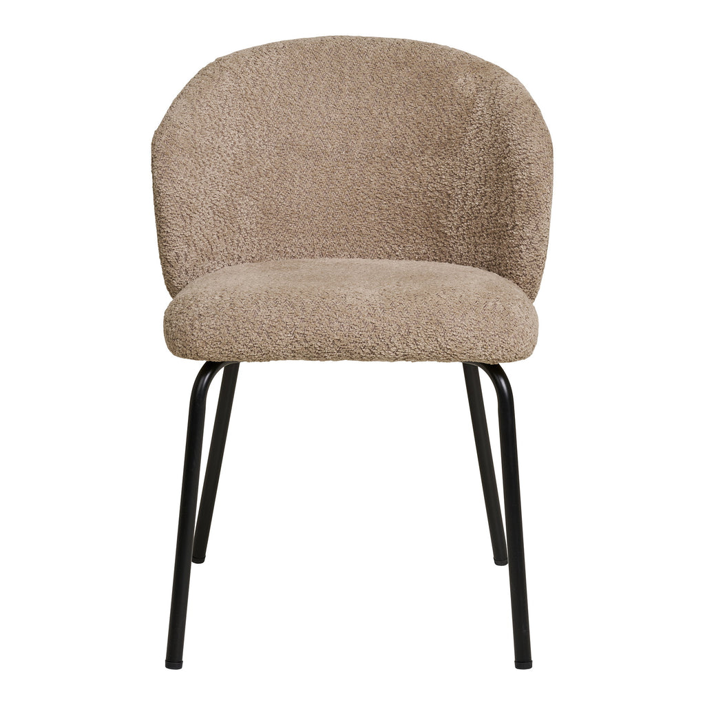 Safira Eetkamerstoel - Bouclé, beige, zwarte poten HN1266 (set van 2)