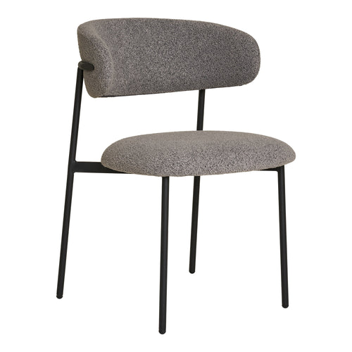 Mira Eetkamerstoel - Bouclé, lichtgrijs, zwarte poten HN1268 (set van 2) - Noël Home