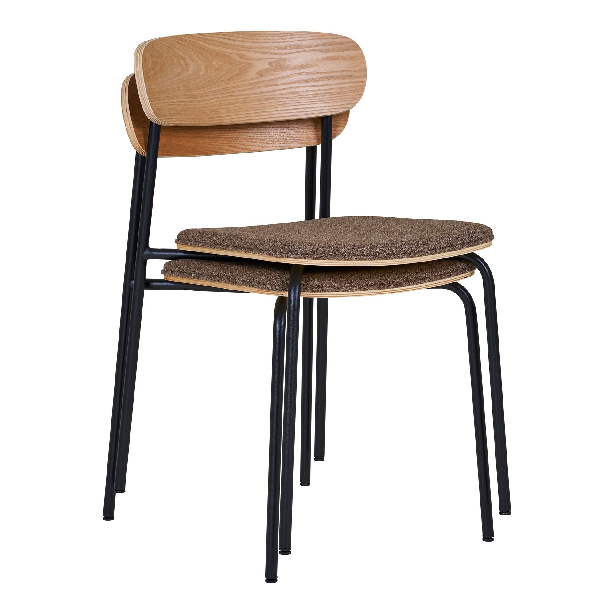 Estepona Dining Chair - Ash Backrest, Brown Seat, Black Legs HN1269 (Set of 2)