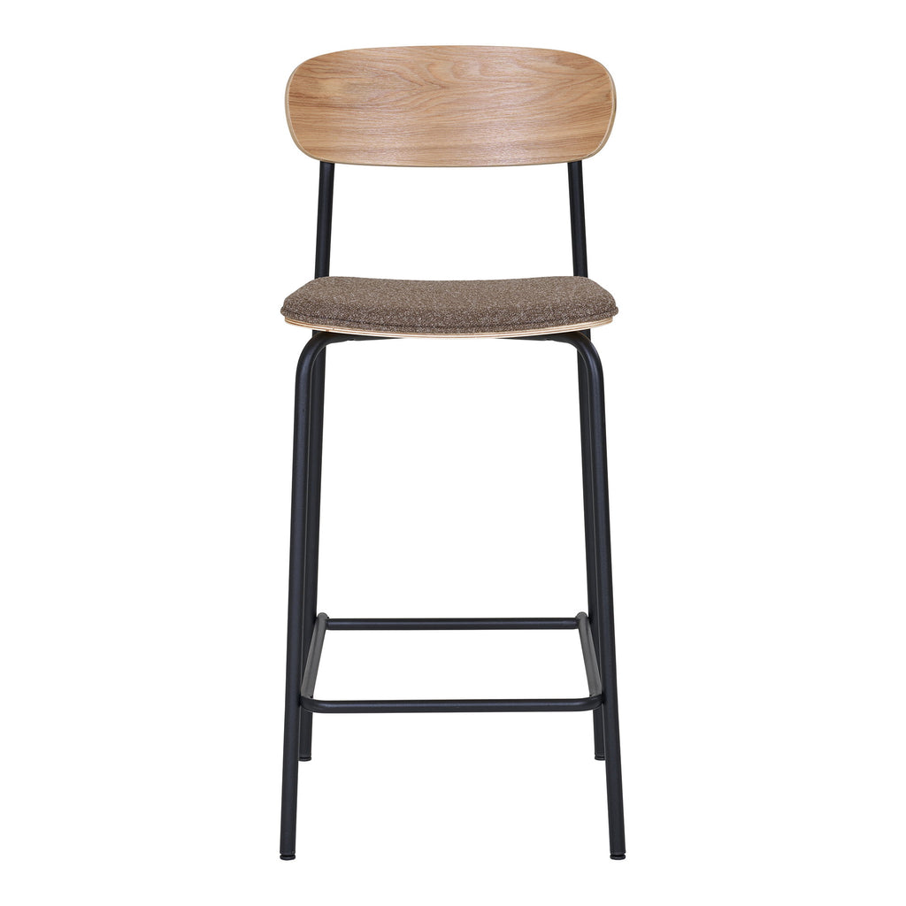 Estepona Counter Stool - Ash Backrest, Brown Seat, Black Legs HN1269 (set of 2)