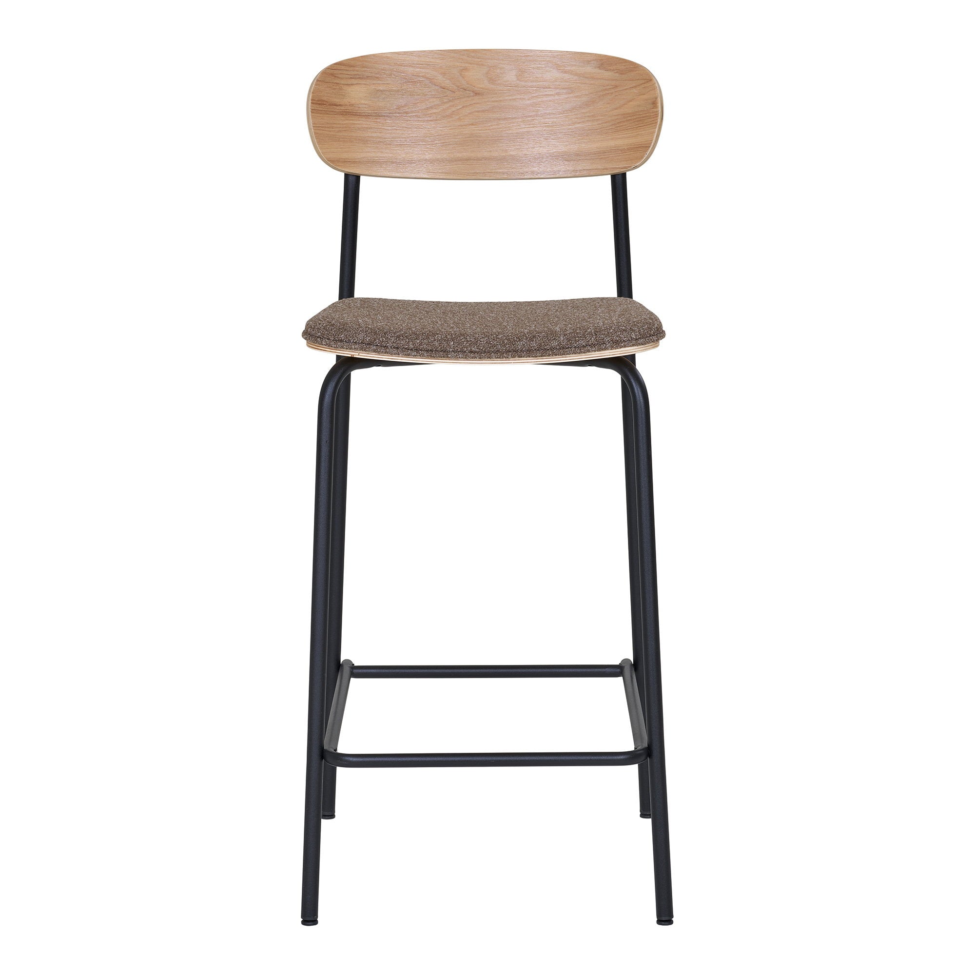 Estepona Counter Stool - Ash Backrest, Brown Seat, Black Legs HN1269 (set of 2)