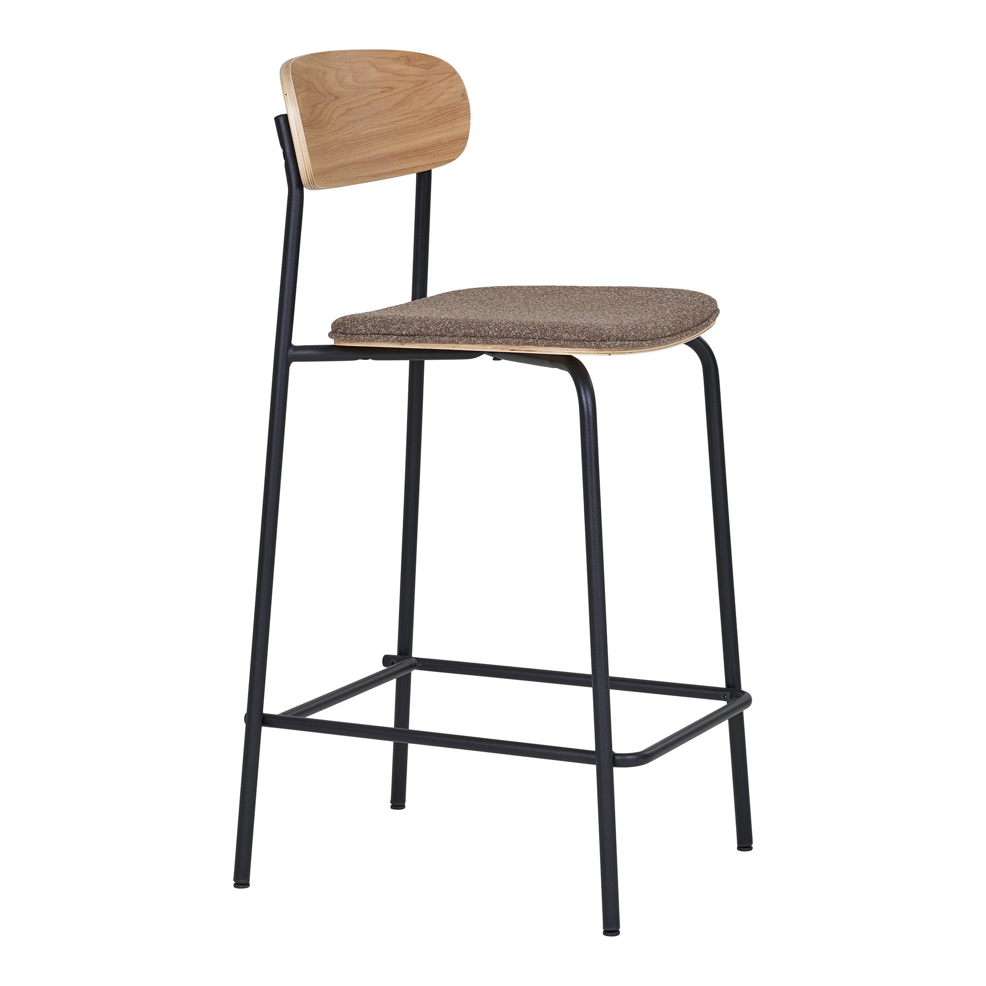 Estepona Counter Stool - Ash Backrest, Brown Seat, Black Legs HN1269 (set of 2)