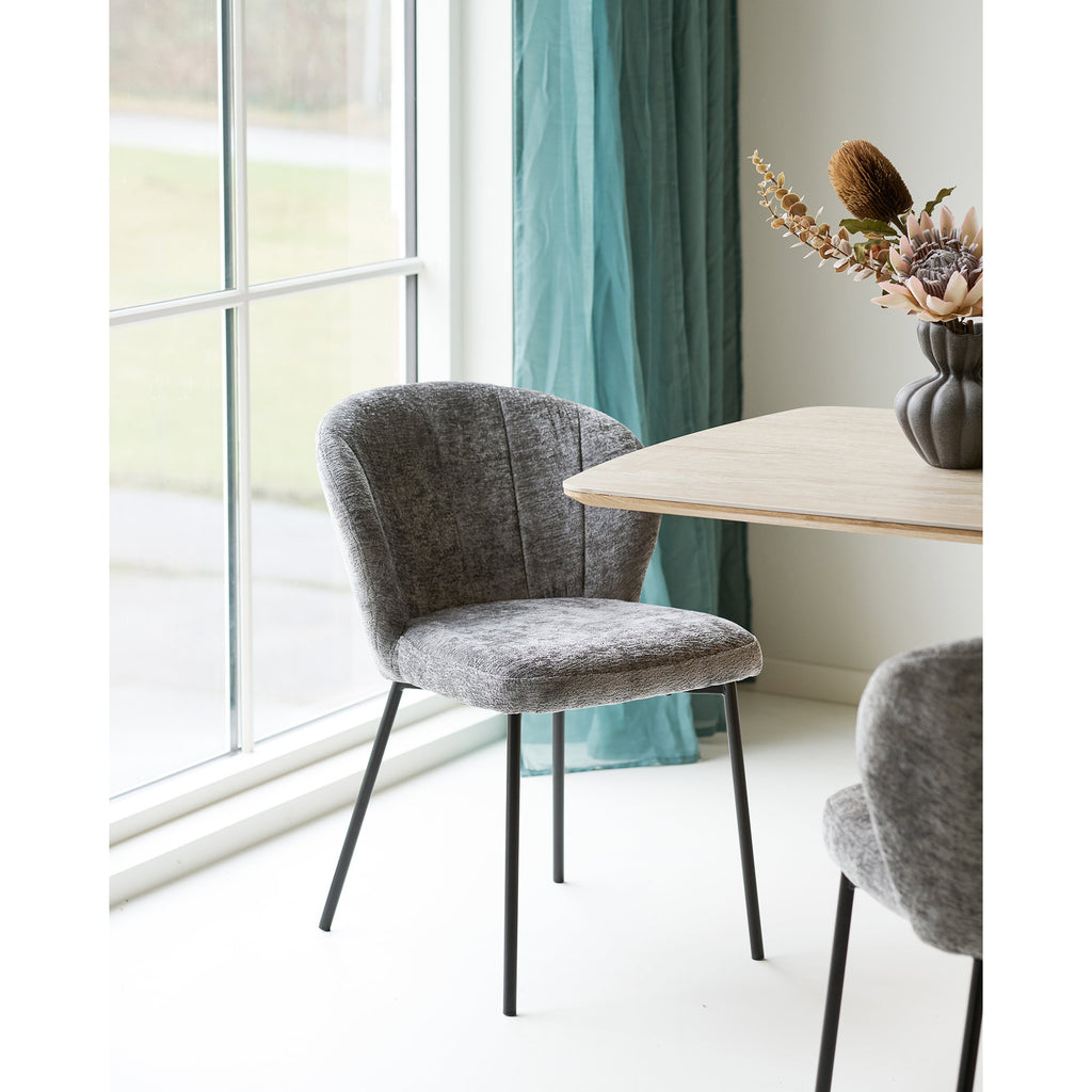 Roanne Dining Chair - Grey, Black Legs HN1319 (set of 2)