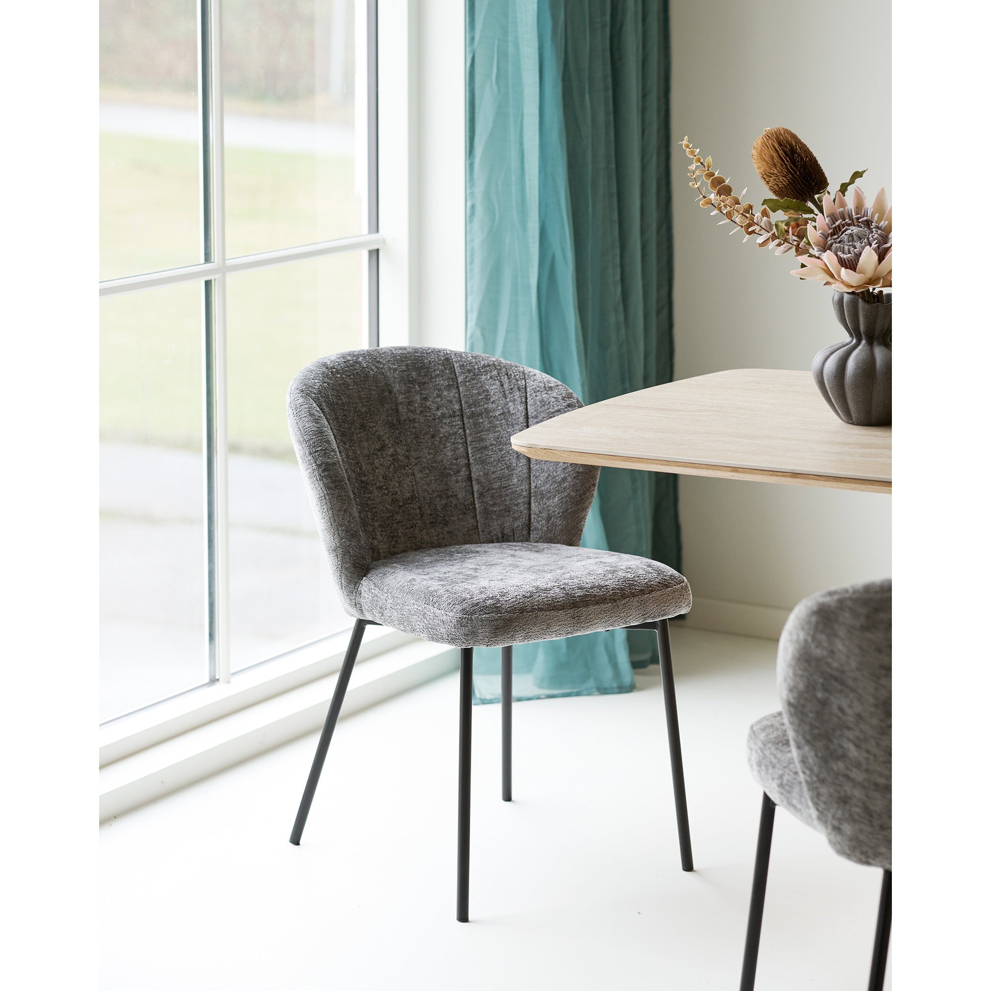 Roanne Dining Chair - Grey, Black Legs HN1319 (set of 2)