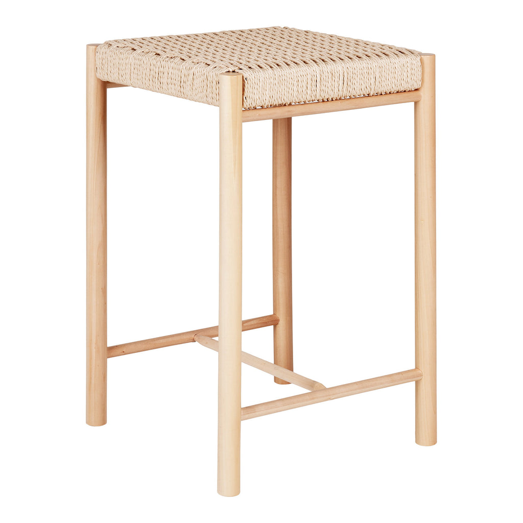 Abano Counter Stool - With natural wicker seat, poplar wood, natural