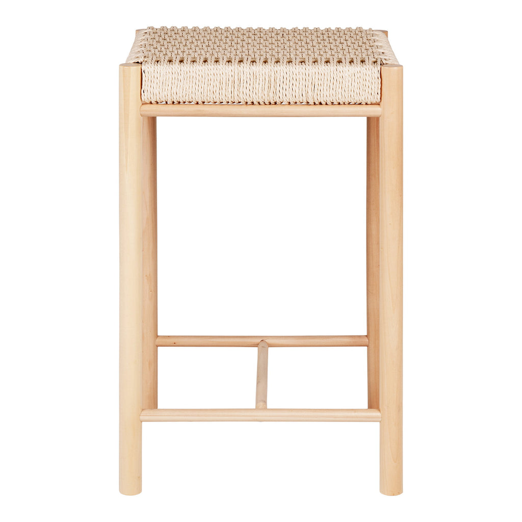 Abano Counter Stool - With natural wicker seat, poplar wood, natural