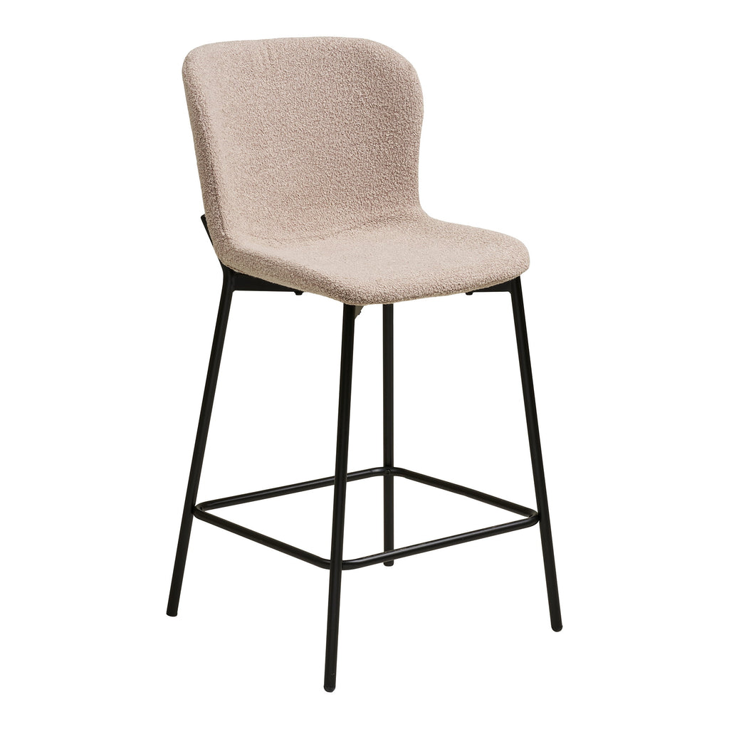 Maceda Counterstoel - Bouclé, beige, zwarte poten HN1239 (set van 2)