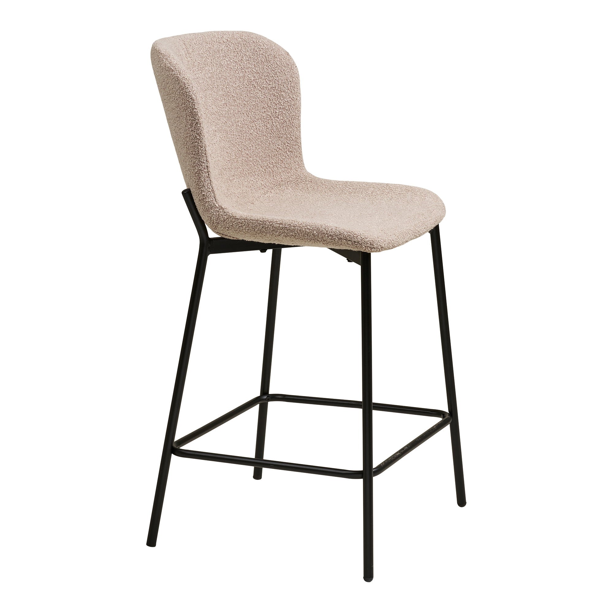 Maceda Counterstoel - Bouclé, beige, zwarte poten HN1239 (set van 2)