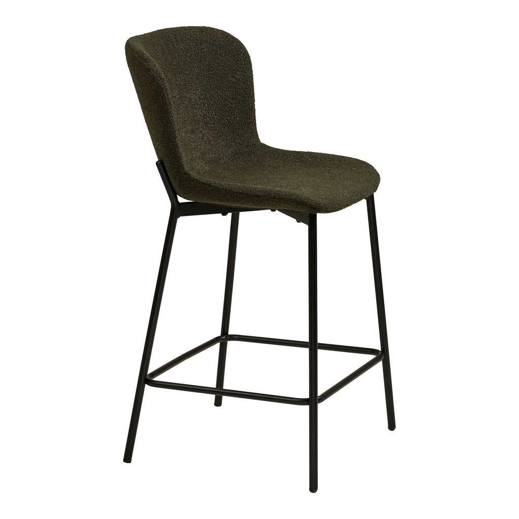 Maceda Counterstoel - Bouclé, groen, zwarte poten HN1241 (set van 2)