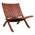 Perugia Klapstoel - Leer, bruin, teak poten