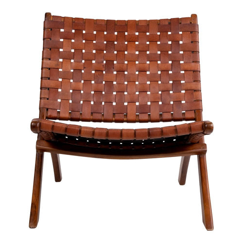 Perugia Klapstoel - Leer, bruin, teak poten - Noël Home