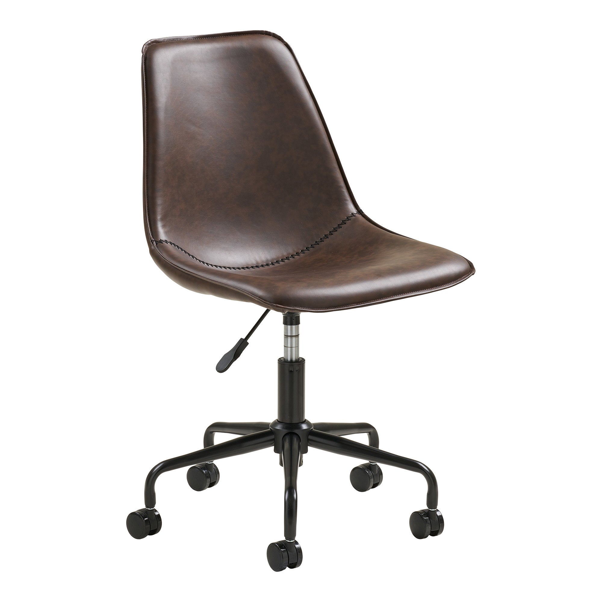 Monaco Swivel Office Chair - PU Leather, Dark Brown, Black Legs HN1227