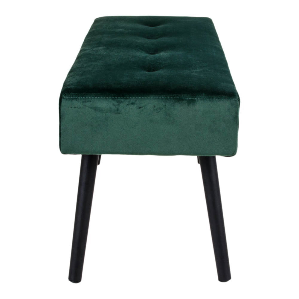 Skiby Bankje - Fluweel, donkergroen, zwarte poten 100x35x44 cm, HN1206