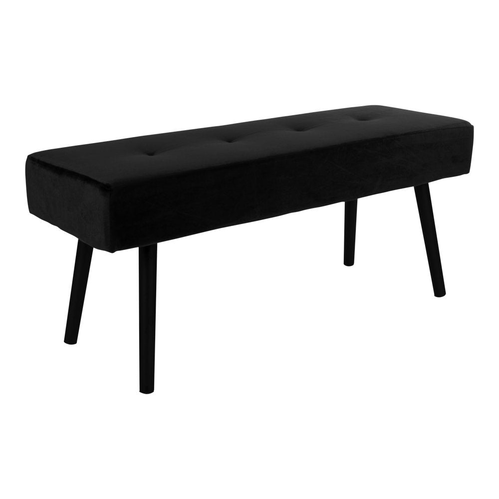 Skiby Bankje - Fluweel, zwart, zwarte poten 100x35x44 cm, HN1207