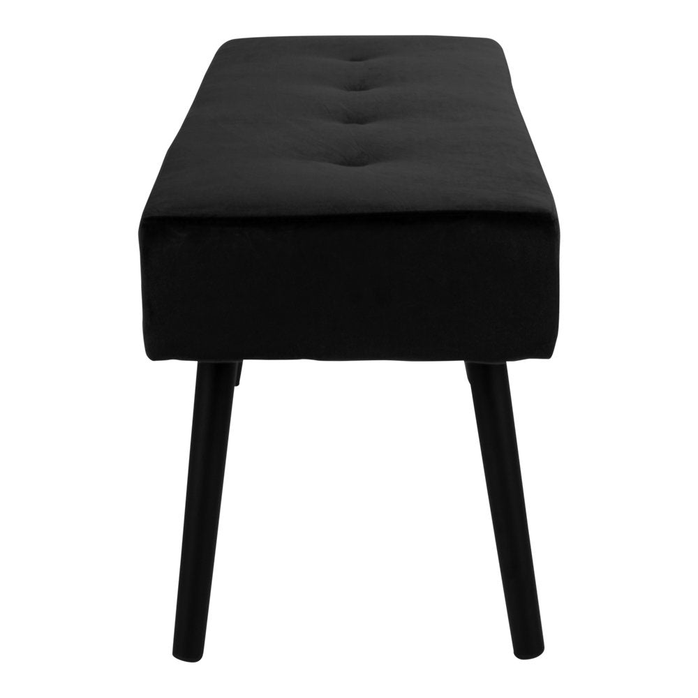 Skiby Bankje - Fluweel, zwart, zwarte poten 100x35x44 cm, HN1207