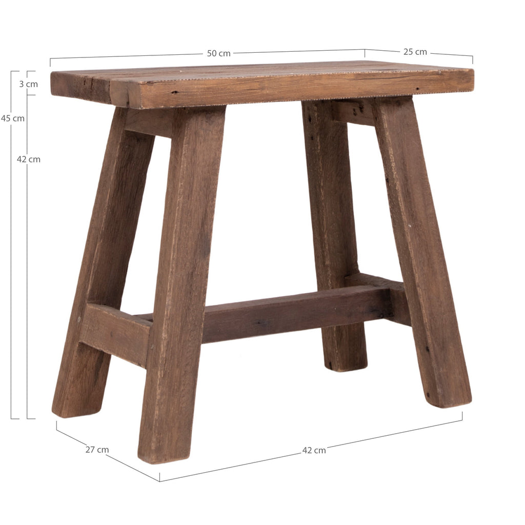 Barcelona Bankje - Teak, naturel 50x25x45 cm