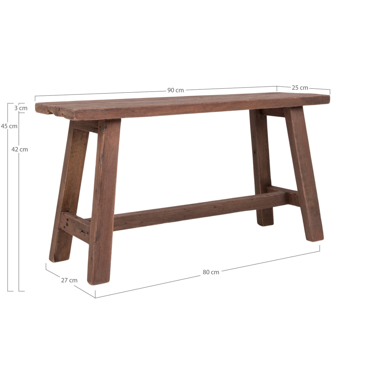 Teak bench Barcelona large - 90x25x45 cm