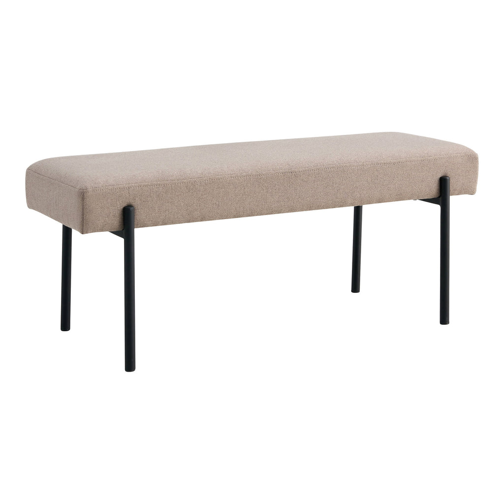 Swindon Bankje - Bankje, steenkleur, zwarte poten 100x36x42,5 cm, HN1231