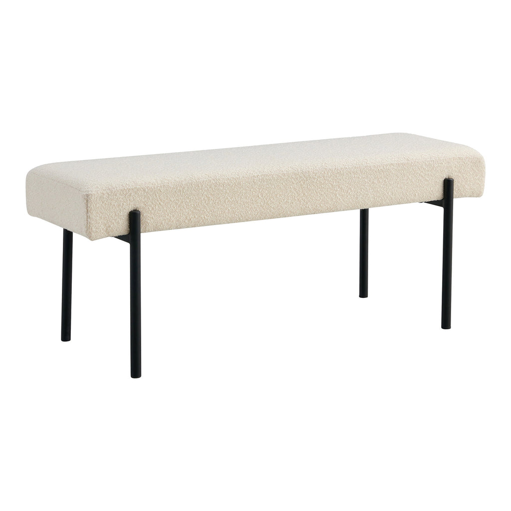 Swindon Bankje - Bankje, bouclé, wit, zwarte poten 100x36x42,5 cm, HN1232