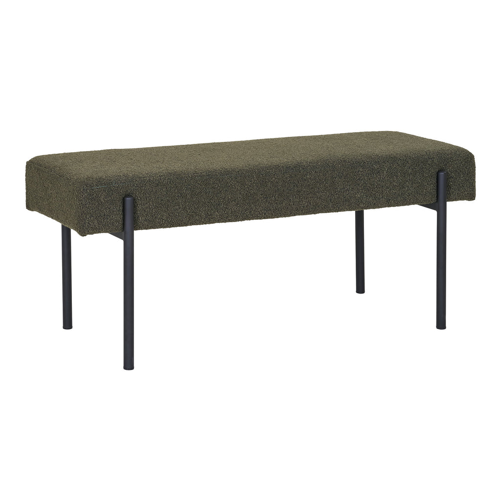 Swindon Bankje - Bankje, bouclé, donkergroen, zwarte poten 100x36x42,5 cm, HN1241