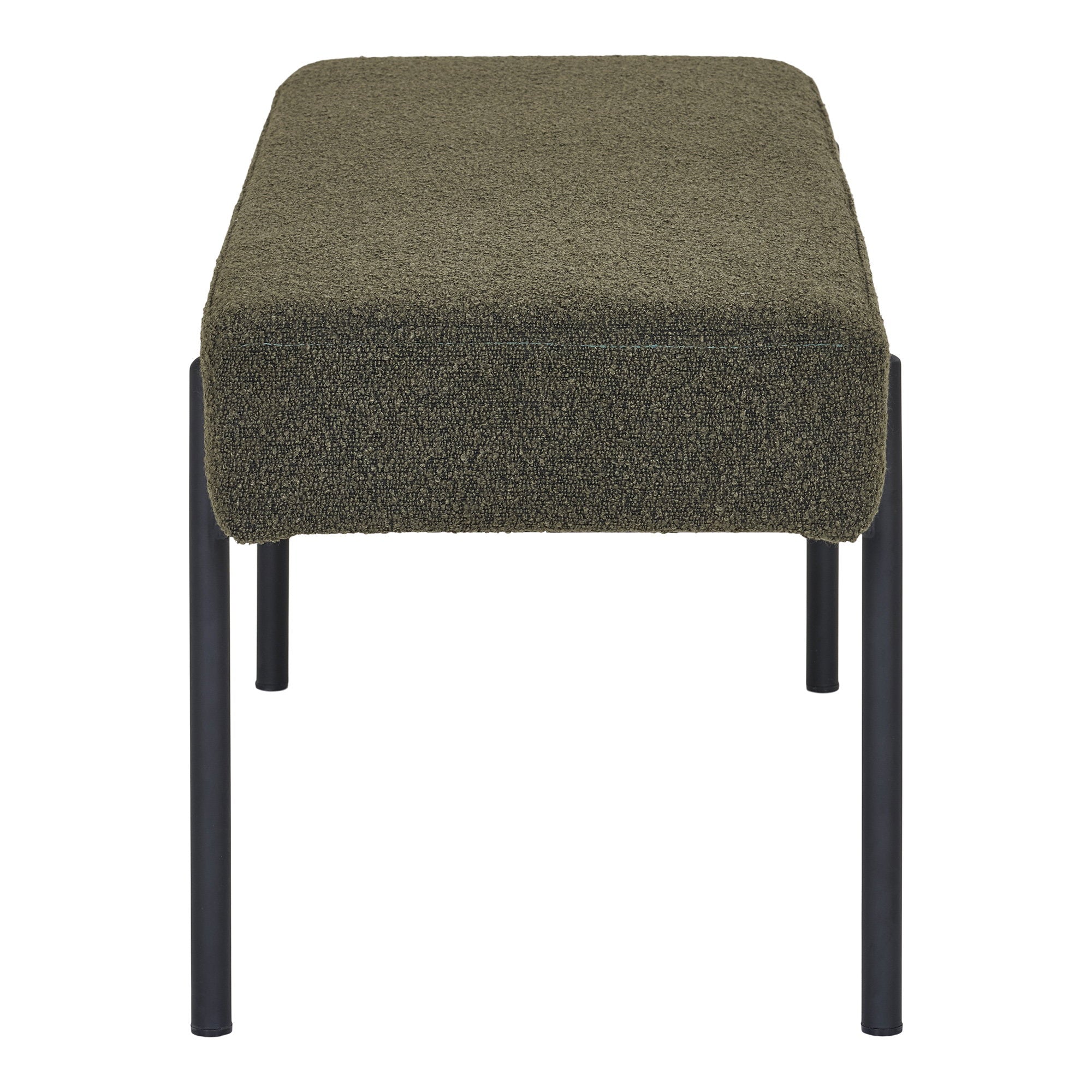 Swindon Bankje - Bankje, bouclé, donkergroen, zwarte poten 100x36x42,5 cm, HN1241