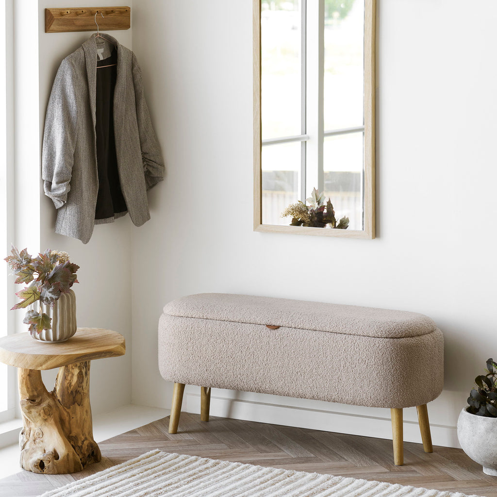 Harlow Opbergbank - Bouclé, beige 95x37x45 cm, HN1063