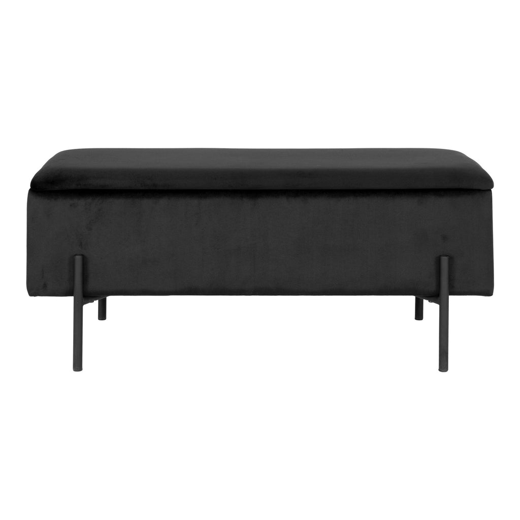 Watford Opbergbank - Opbergbank, fluweel, zwart 95x36,5x43 cm, HN1207