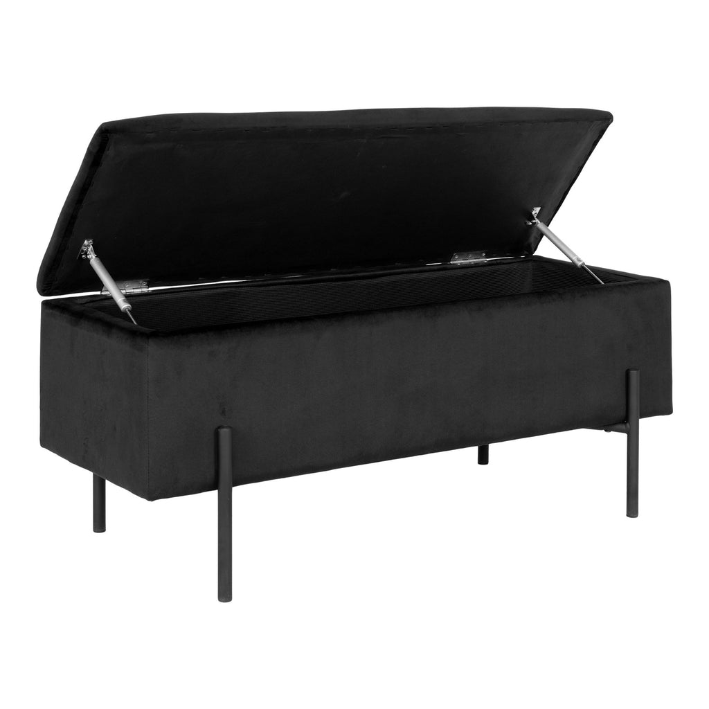Watford Opbergbank - Opbergbank, fluweel, zwart 95x36,5x43 cm, HN1207