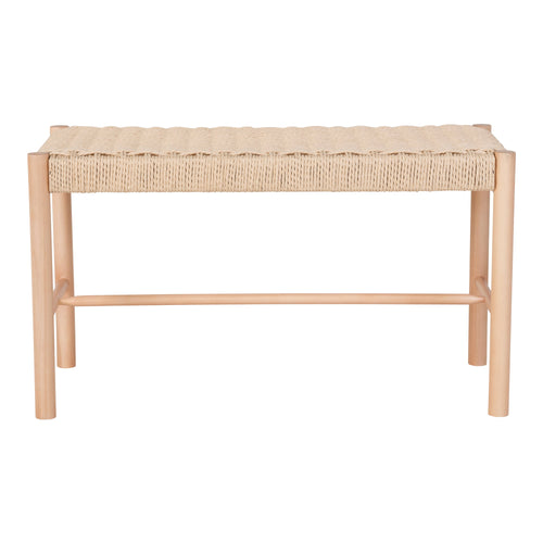 Abano Bankje - Met zitting van natuurlijk vlechtwerk, populierenhout, naturel 80x35x45 cm
