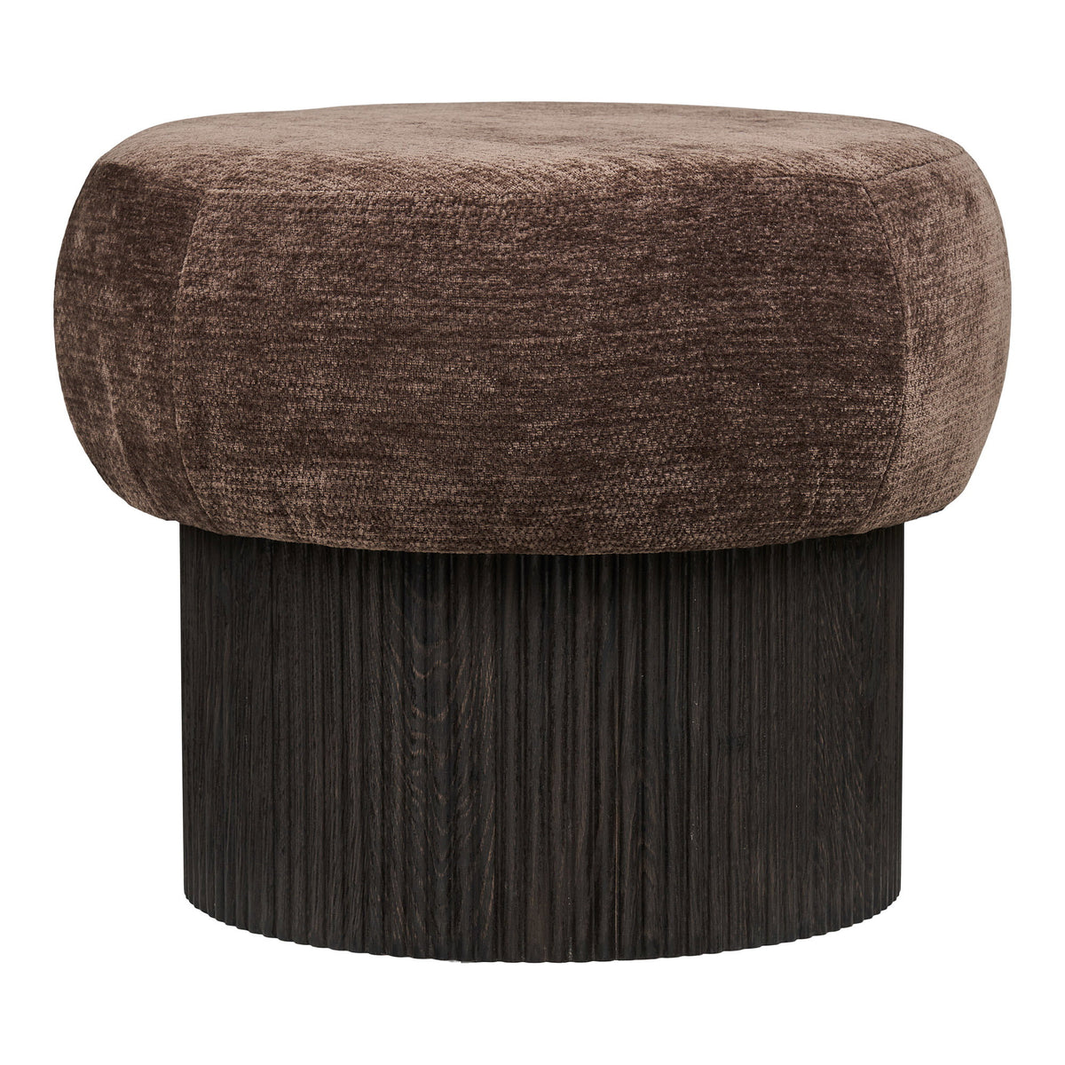 Dark brown chenille pouf Christchurch - Ø52x42 cm