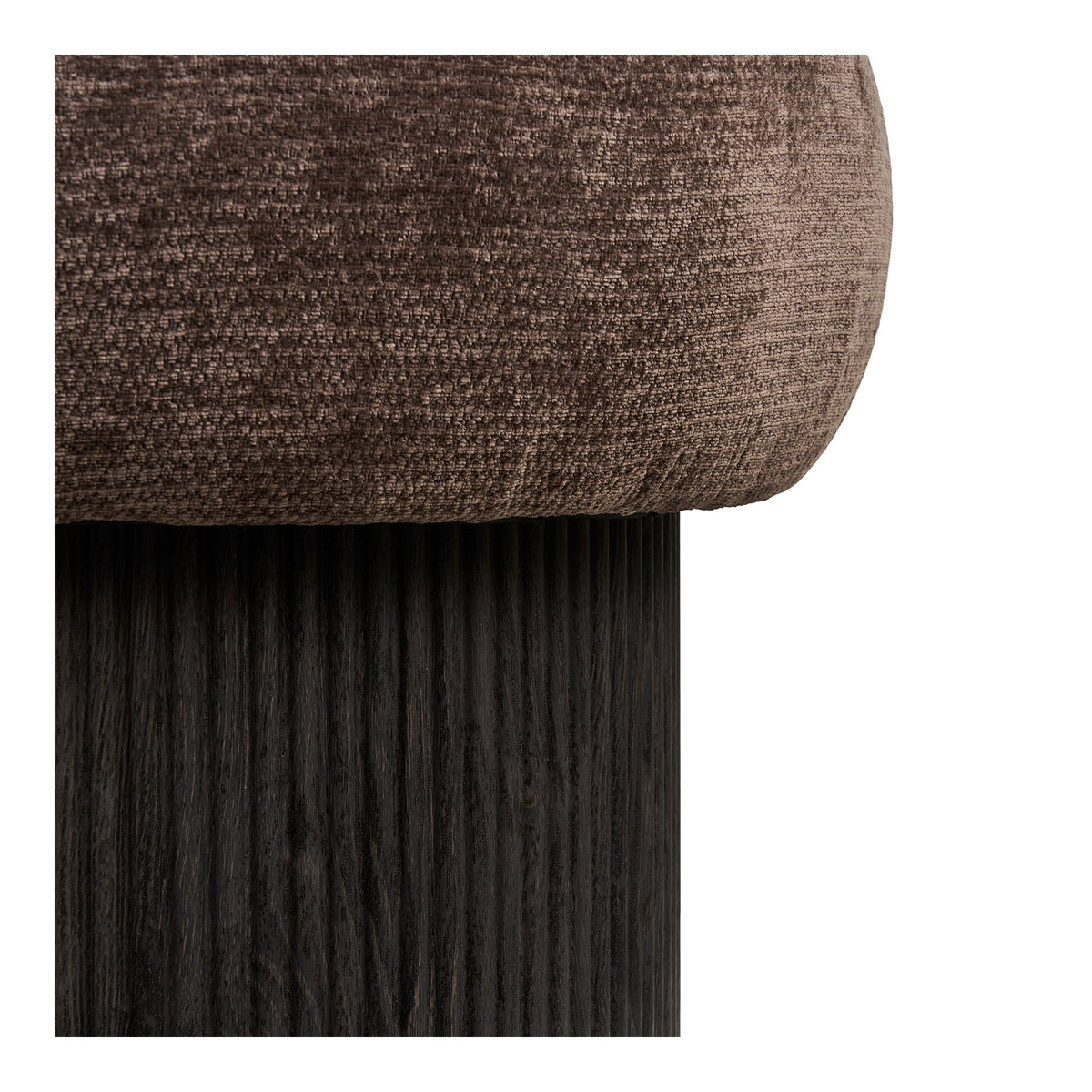Dark brown chenille pouf Christchurch - Ø52x42 cm