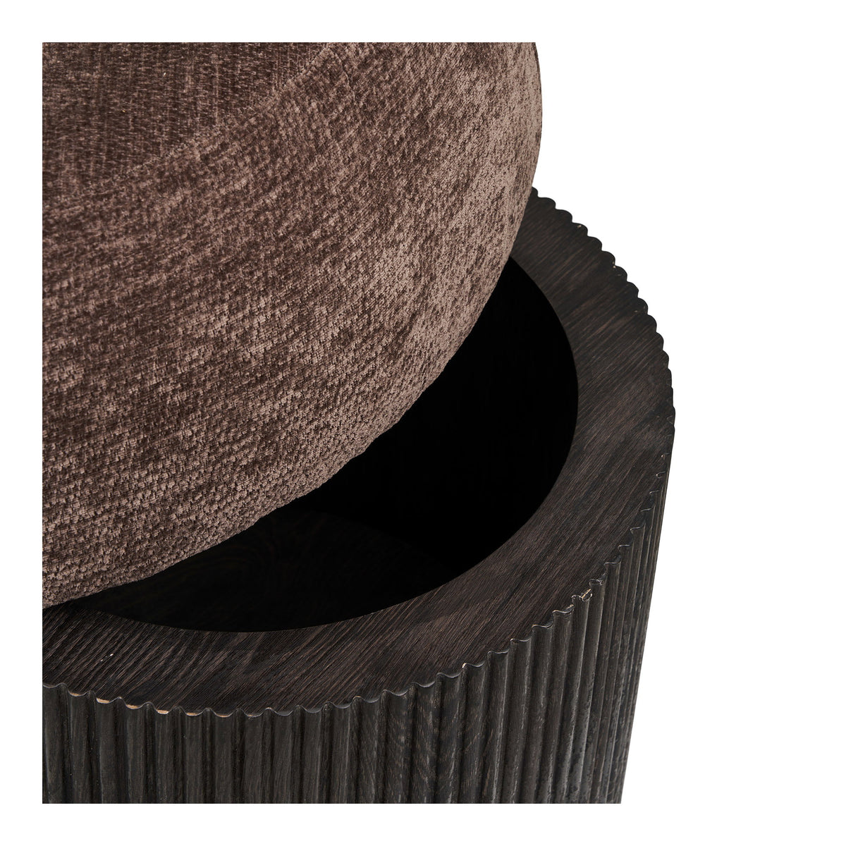 Dark brown chenille pouf Christchurch - Ø52x42 cm