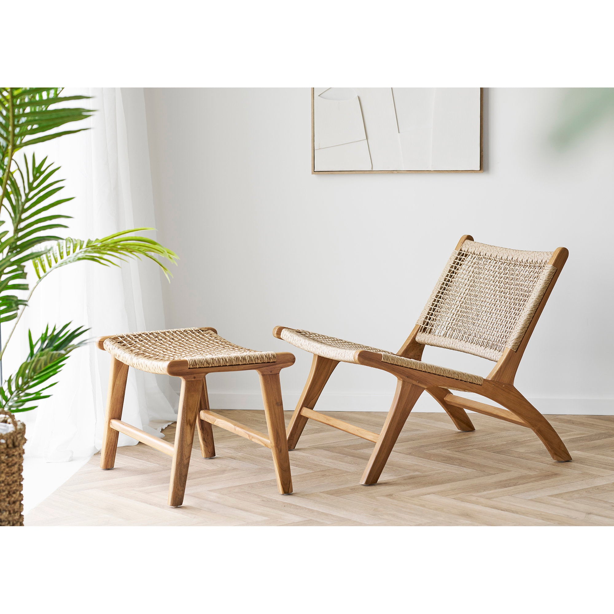 Derby Voetenbank - Teak, naturel 60x40x42 cm
