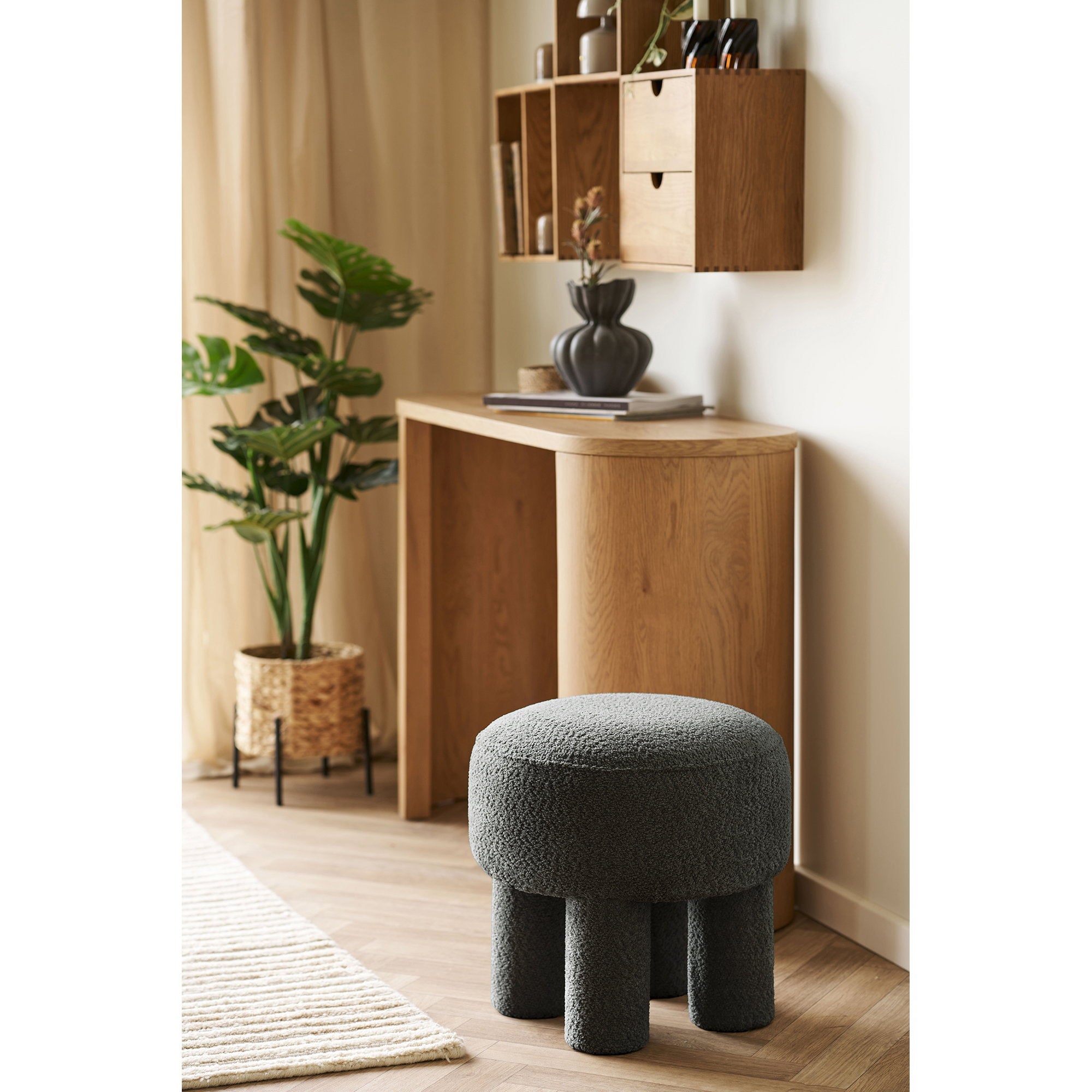 Canberra Pouf - Anthracite Ø43x43 cm, HN1312