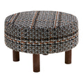 Falkirk Ottoman - Ottoman, black, brown legs, ø50x36 cm, HN1304
