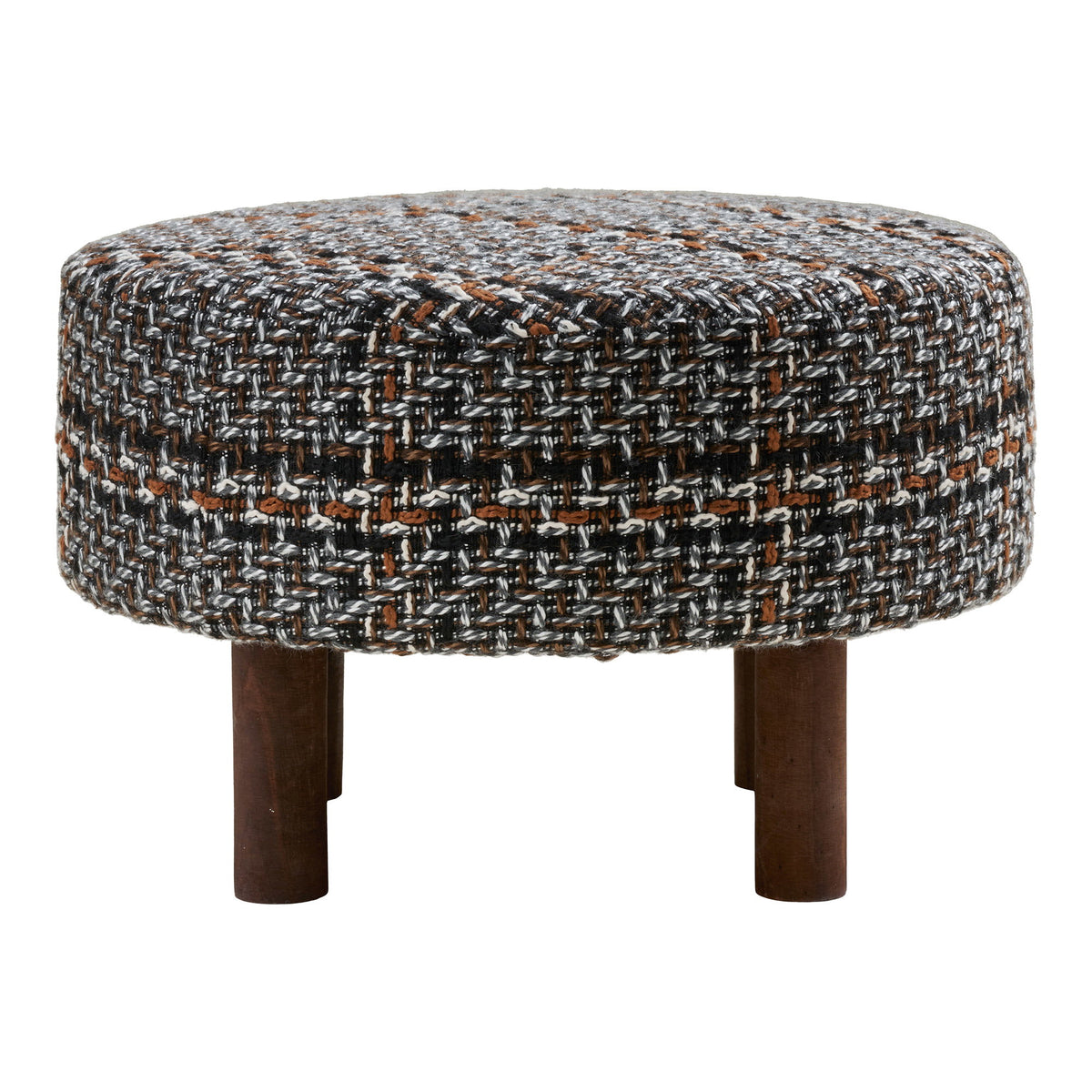Falkirk Ottoman - Ottoman, black, brown legs, ø50x36 cm, HN1304