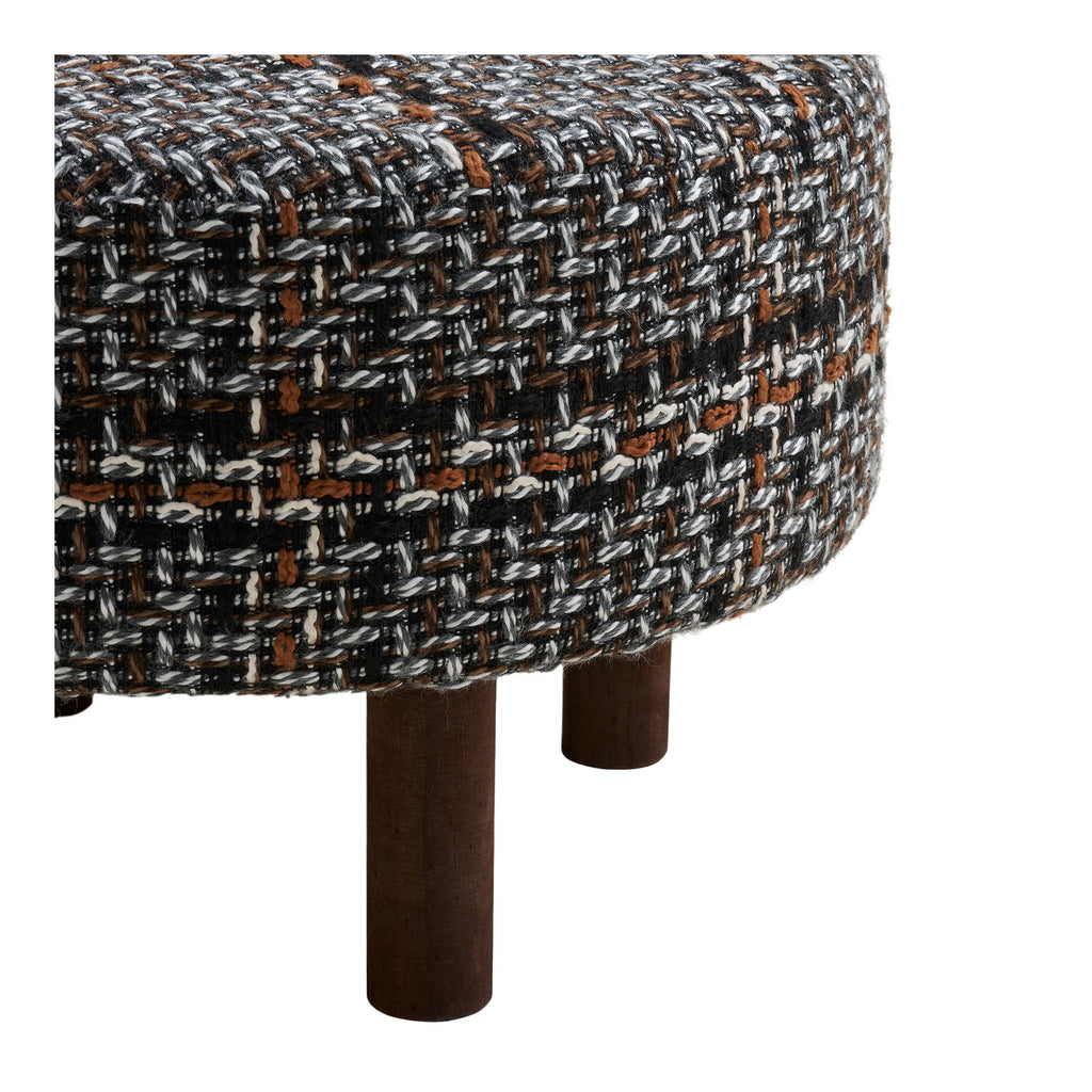 Falkirk Ottoman - Ottoman, black, brown legs, ø50x36 cm, HN1304