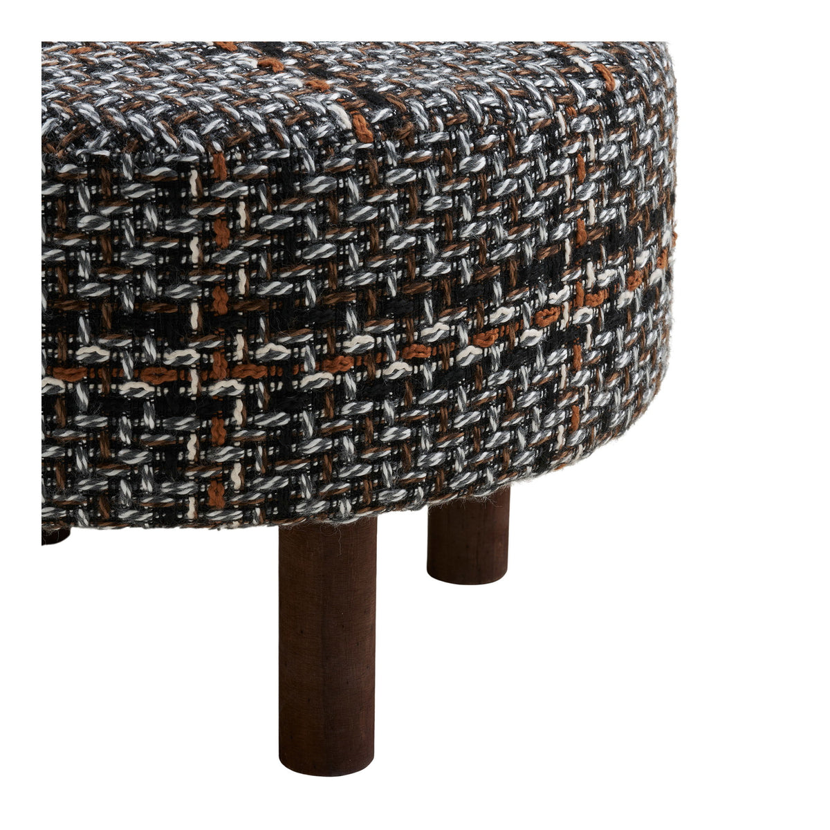 Falkirk Ottoman - Ottoman, black, brown legs, ø50x36 cm, HN1304