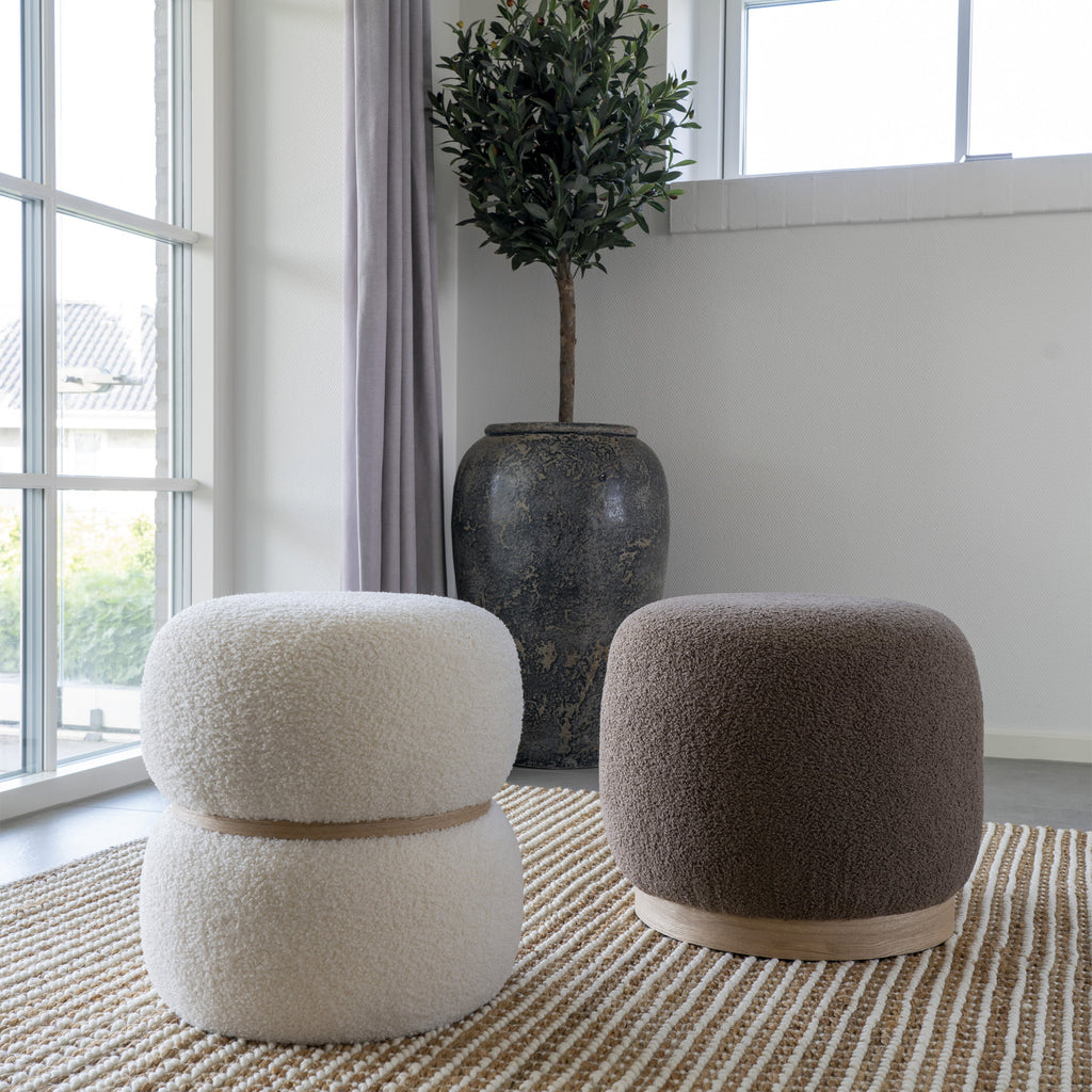 Belfort Pouffe - Teddy, brown Ø44.5x40 cm, HN1238