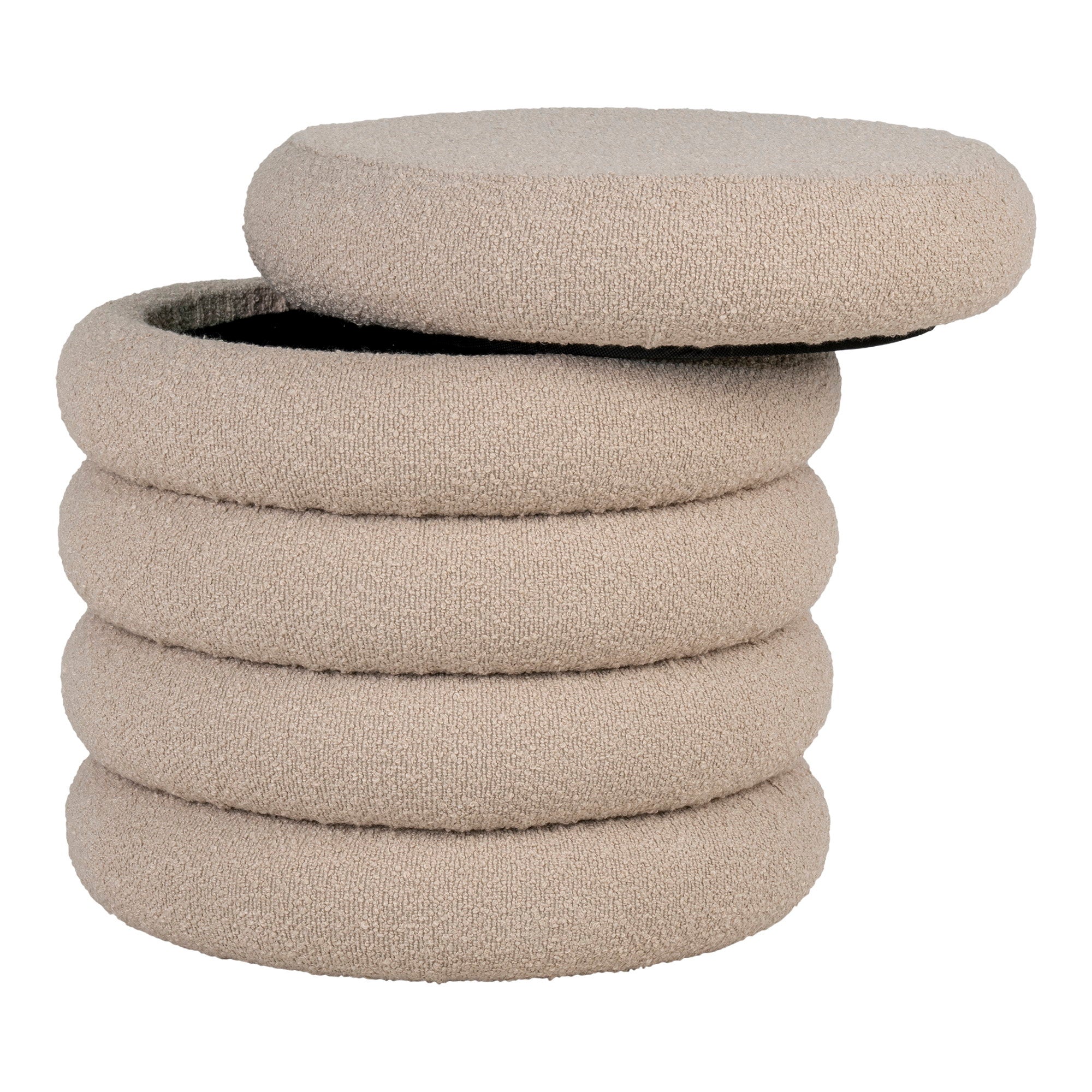 Brooklyn Pouf - With storage, boucle, beige Ø44x44 cm, HN1242