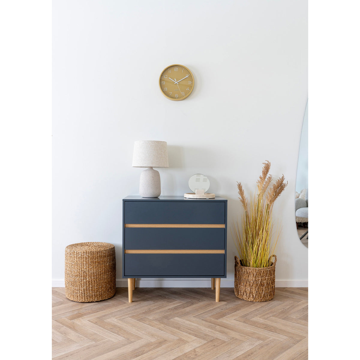 Rivera Ottoman - Ottoman, seagrass/cotton, natural, ø40x40 cm