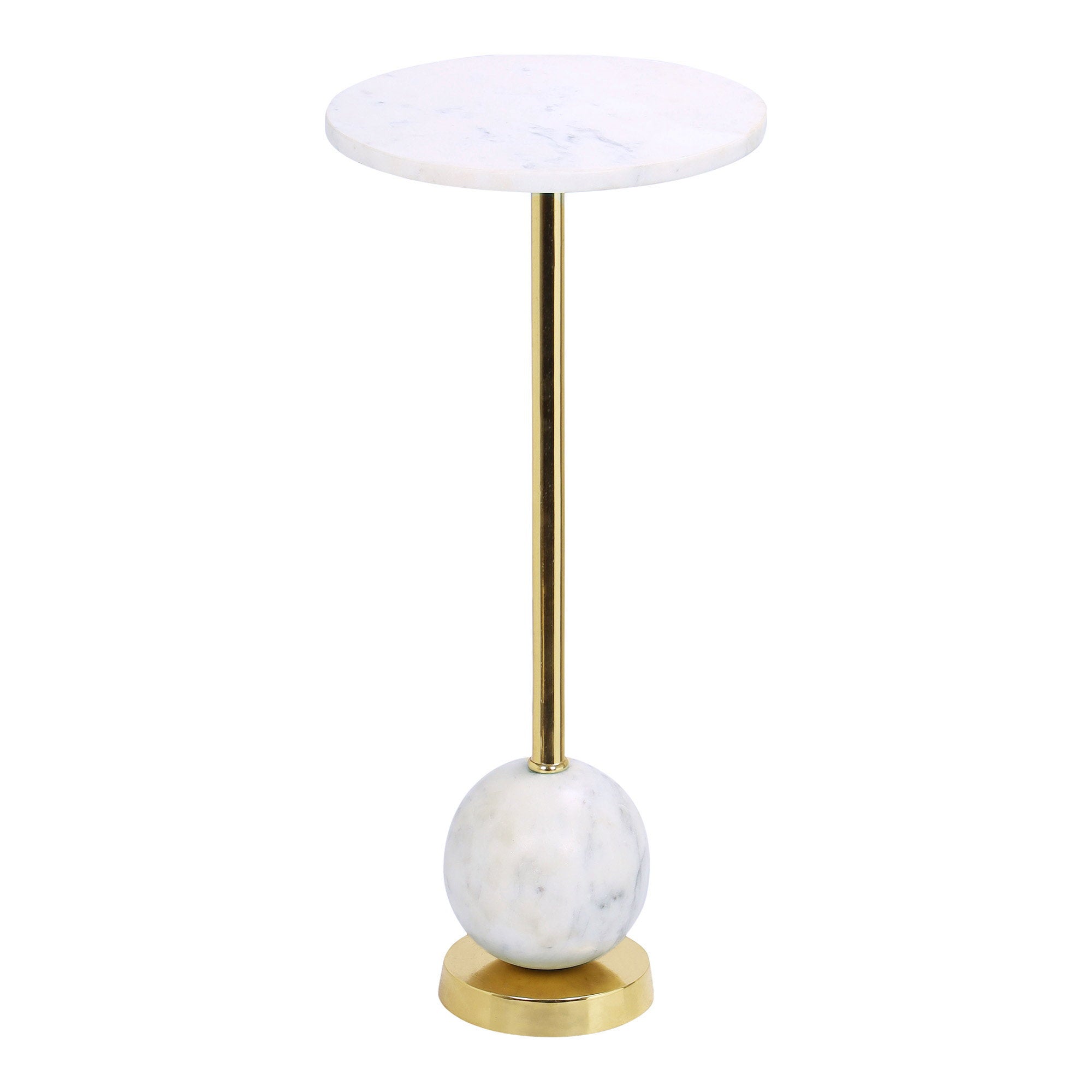 Salo Bijzettafel - Bijzettafel van messing en marmer Ø25x54 cm