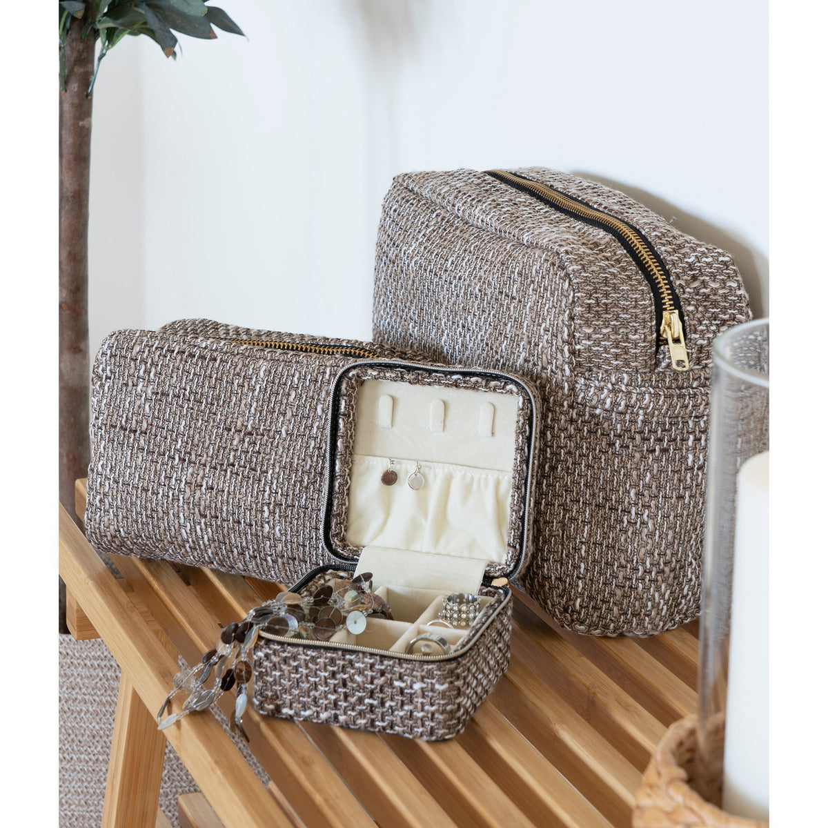 Safi Toiletry Bags - Toiletry bags, brown mix, set of 2