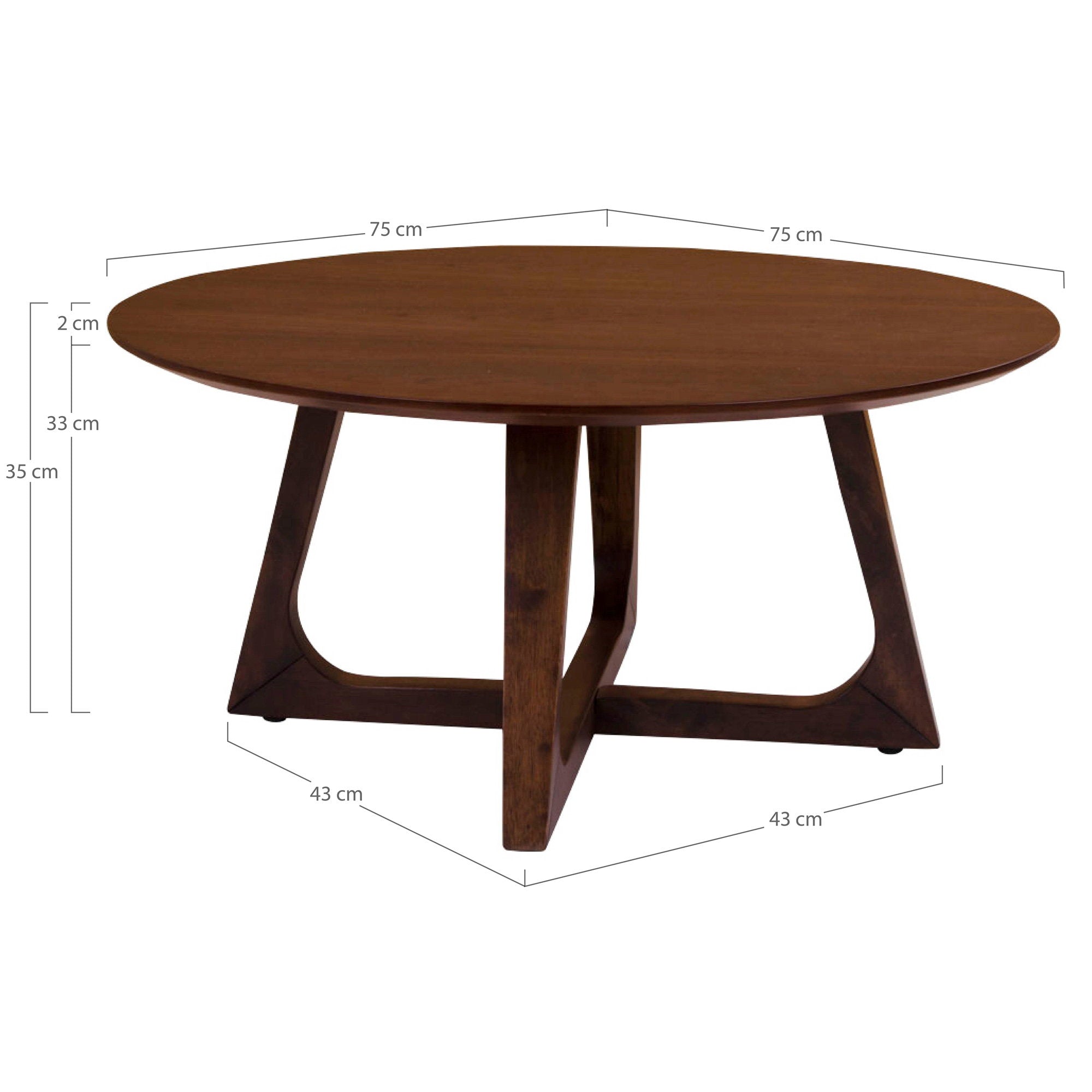 Hellerup Salontafel - Walnootfineer Ø75x36 cm